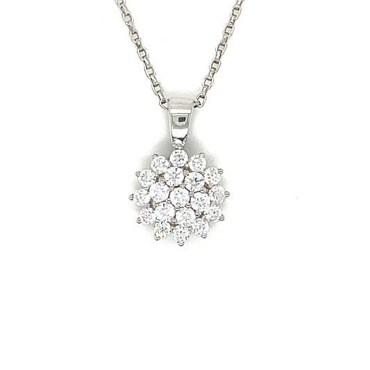 Sterling Silver Cubic Zirconia Flower Pendant