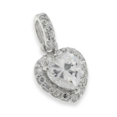 Sterling Silver Cubic Zirconia Heart Pendant