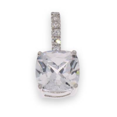 Sterling Silver 7.5mm Cubic Zirconia Solitaire Pendant