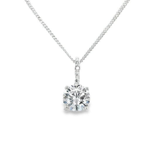 Sterling Silver Cubic Zirconia 4 Claw Solitaire Pendant