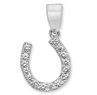 Sterling Silver Cubic Zirconia Horseshoe Pendant