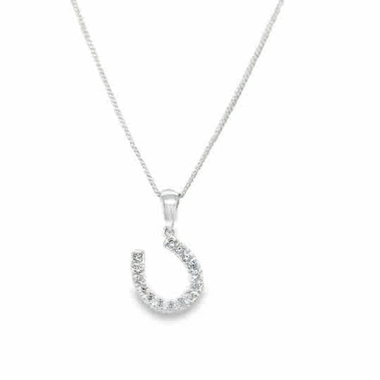 Sterling Silver Cubic Zirconia Horseshoe Pendant