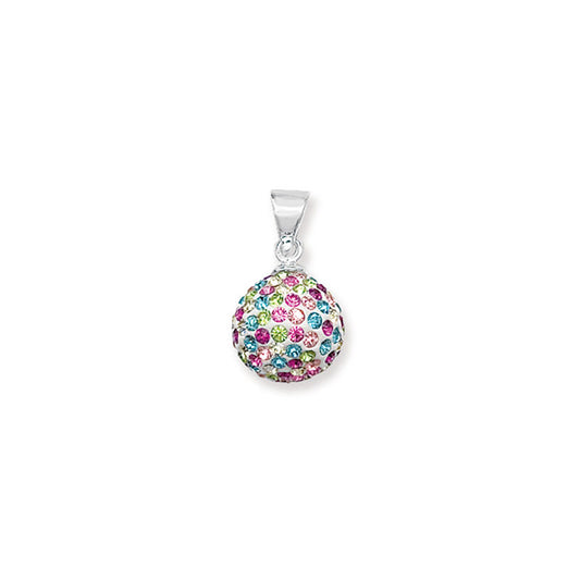 Sterling Silver Multicolour Pave CZ Ball Pendant