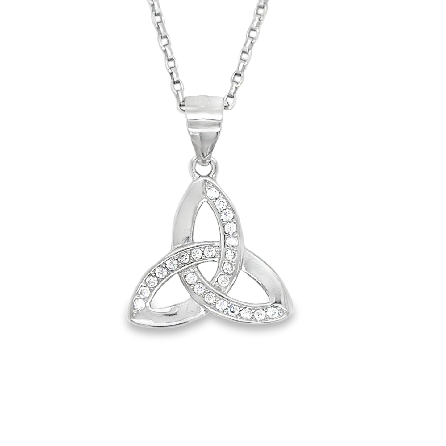 Sterling Silver CZ trinity knot pendant