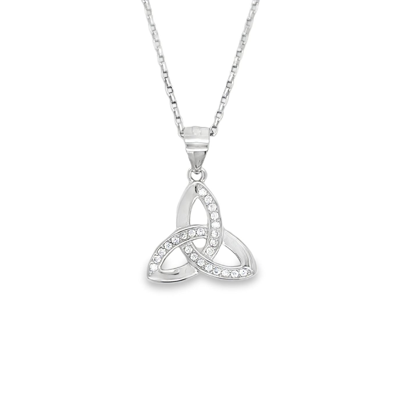 Sterling Silver CZ trinity knot pendant