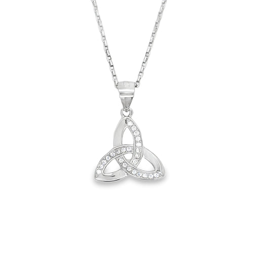 Sterling Silver CZ trinity knot pendant