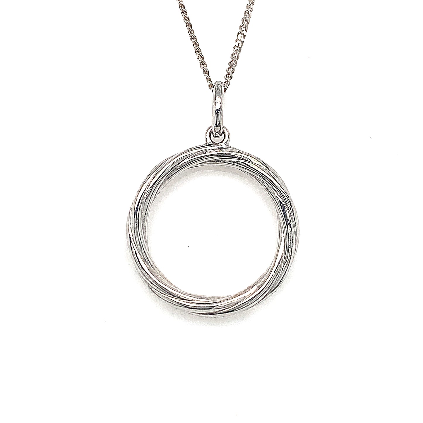 Sterling Silver Open Ribbed Circle Pendant