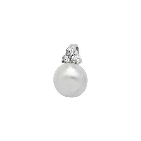 Sterling Silver Pearl And Cubic Zirconia Pendant