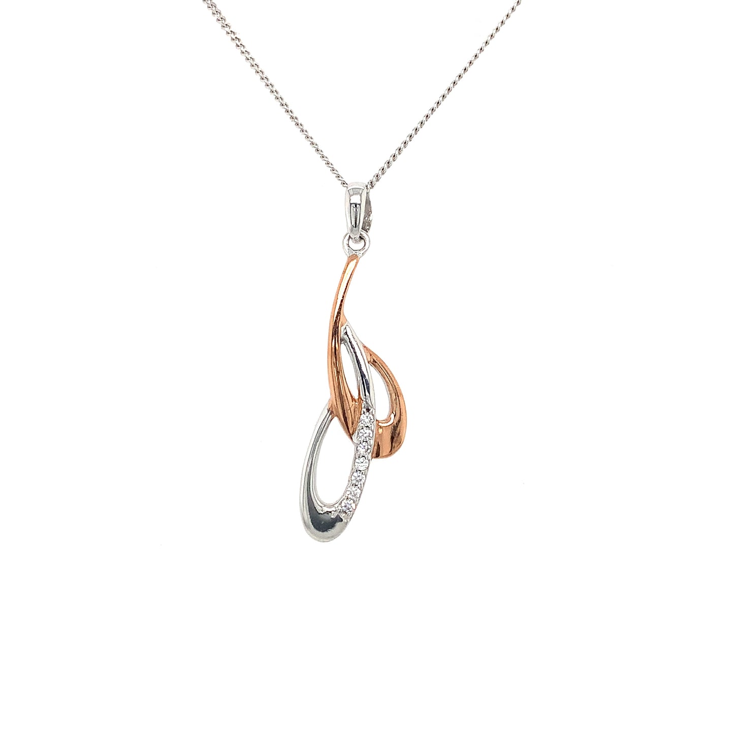Sterling Silver Two Colour Cubic Zirconia Pendant