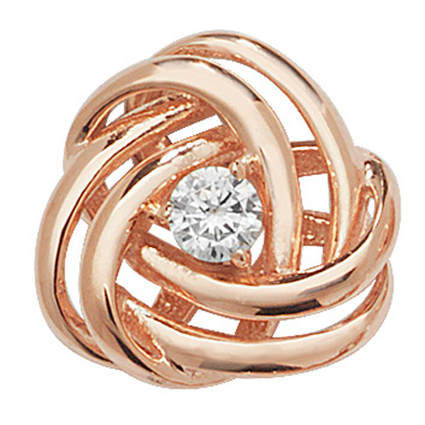 Sterling Silver Cubic Zirconia Know Pendant In Rose