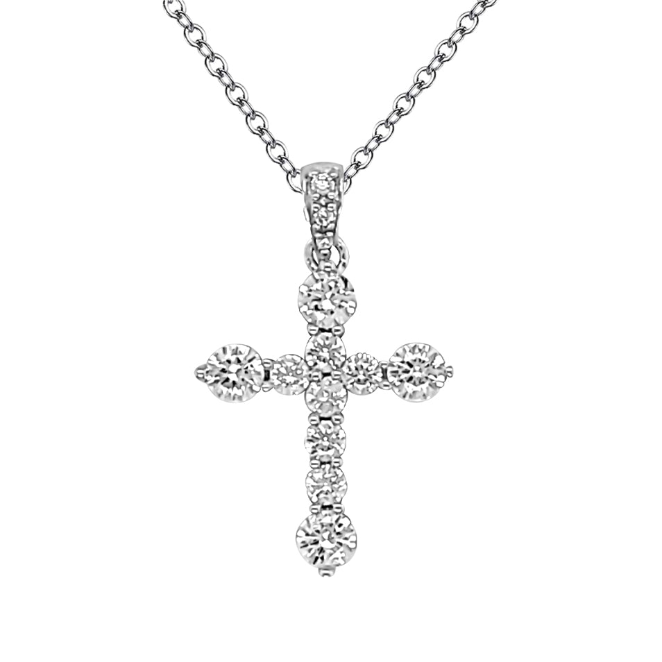 Sterling Silver Cubic Zirconia Graduated Cross Pendant