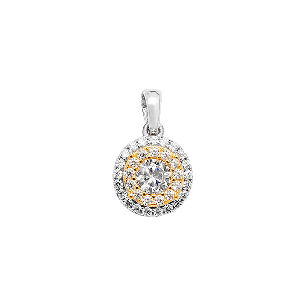 Sterling Silver Yellow And Cubic Zirconia Pendant