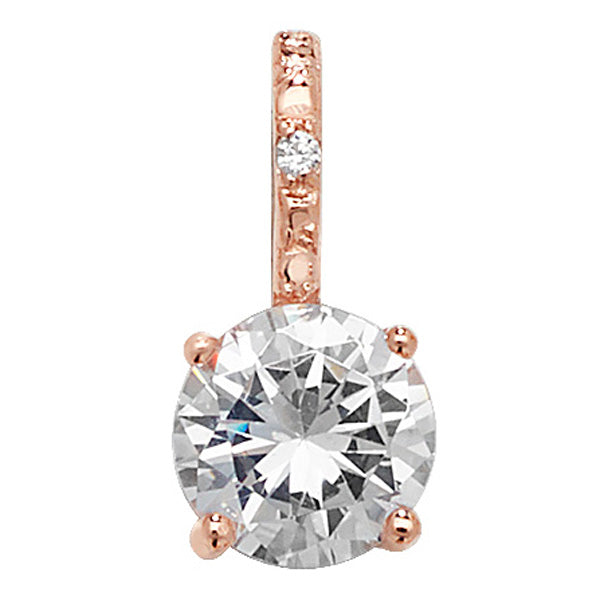 Sterling Silver Rose Plated Cubic Zirconia Pendant