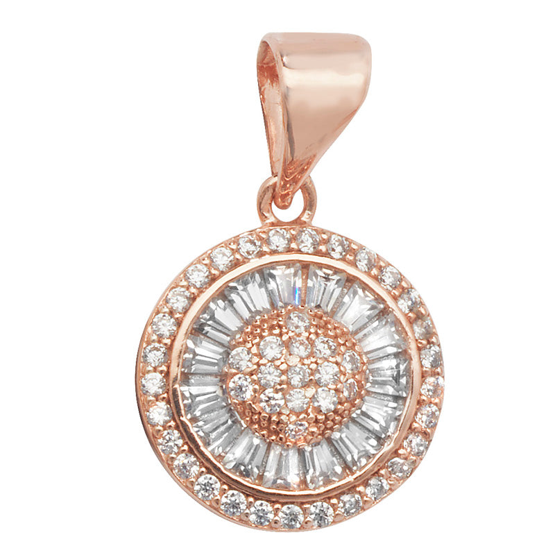 Sterling Silver Cubic Zirconia Pendant In Rose