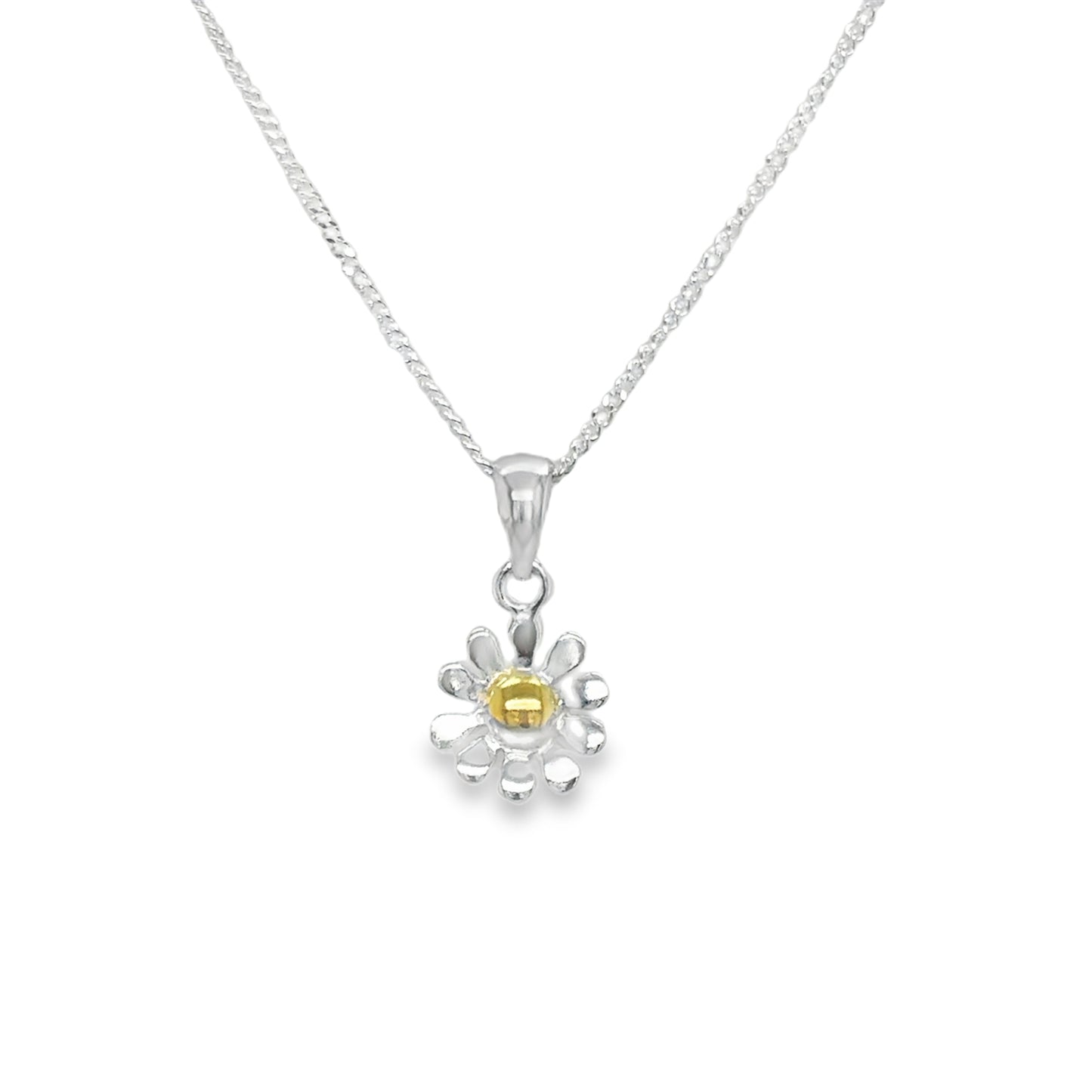 Sterling Silver and Gold Plated Daisy Pendant