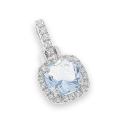 Sterling Silver Blue And Cubic Zirconia Pendant