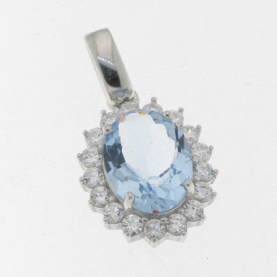 Sterling Silver Blue And Cubic Zirconia Pendant