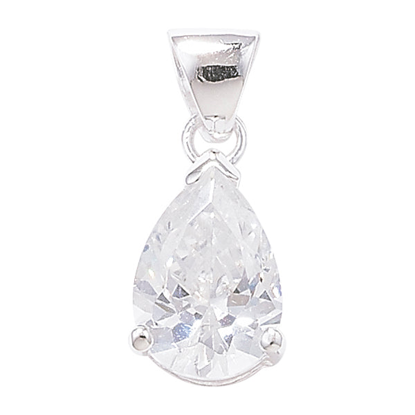 Sterling Silver Cubic Zirconia Pear Shpe Pendant