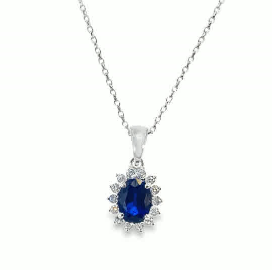 Sterling Silver Cubic Zirconia And Blue Pendant