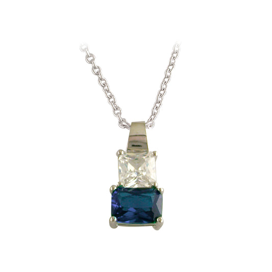 Sterling Silver Blue And Cubic Zirconia Pendant