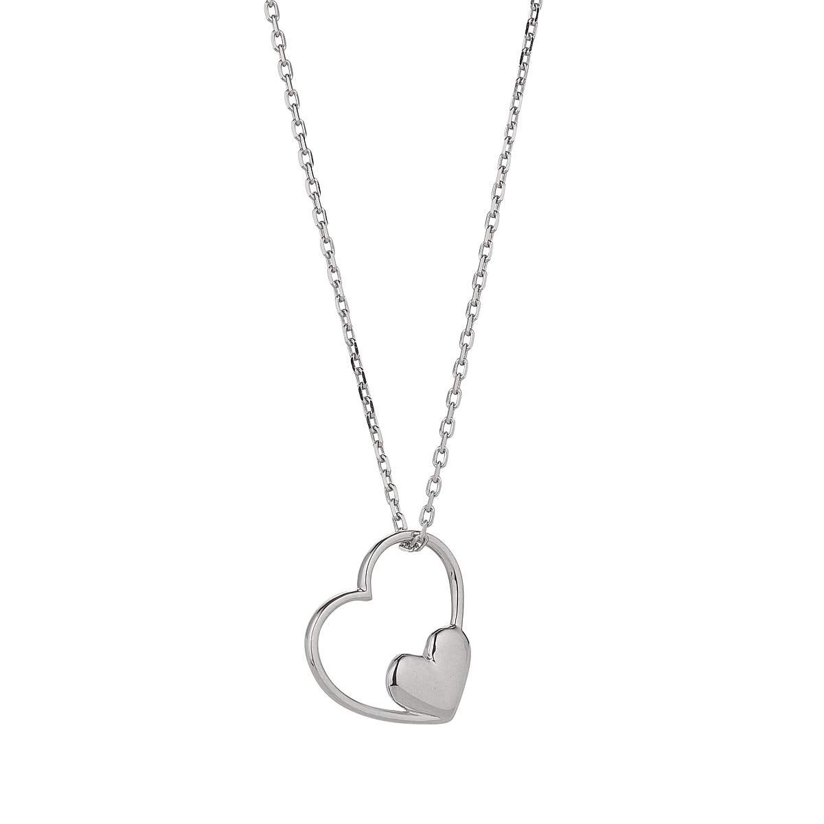 Sterling Silver Plain Double Heart Pendant
