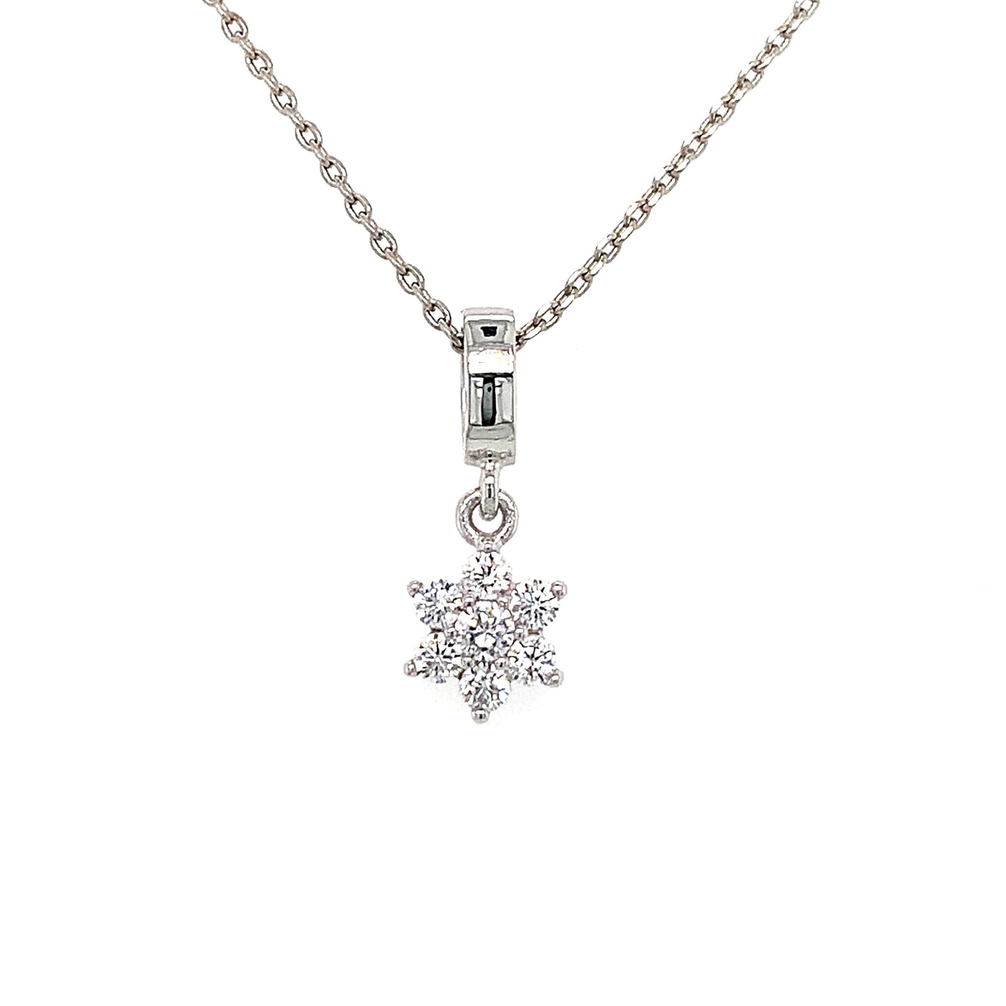 Sterlling Silver Cubic Zirconia Flower Pendant