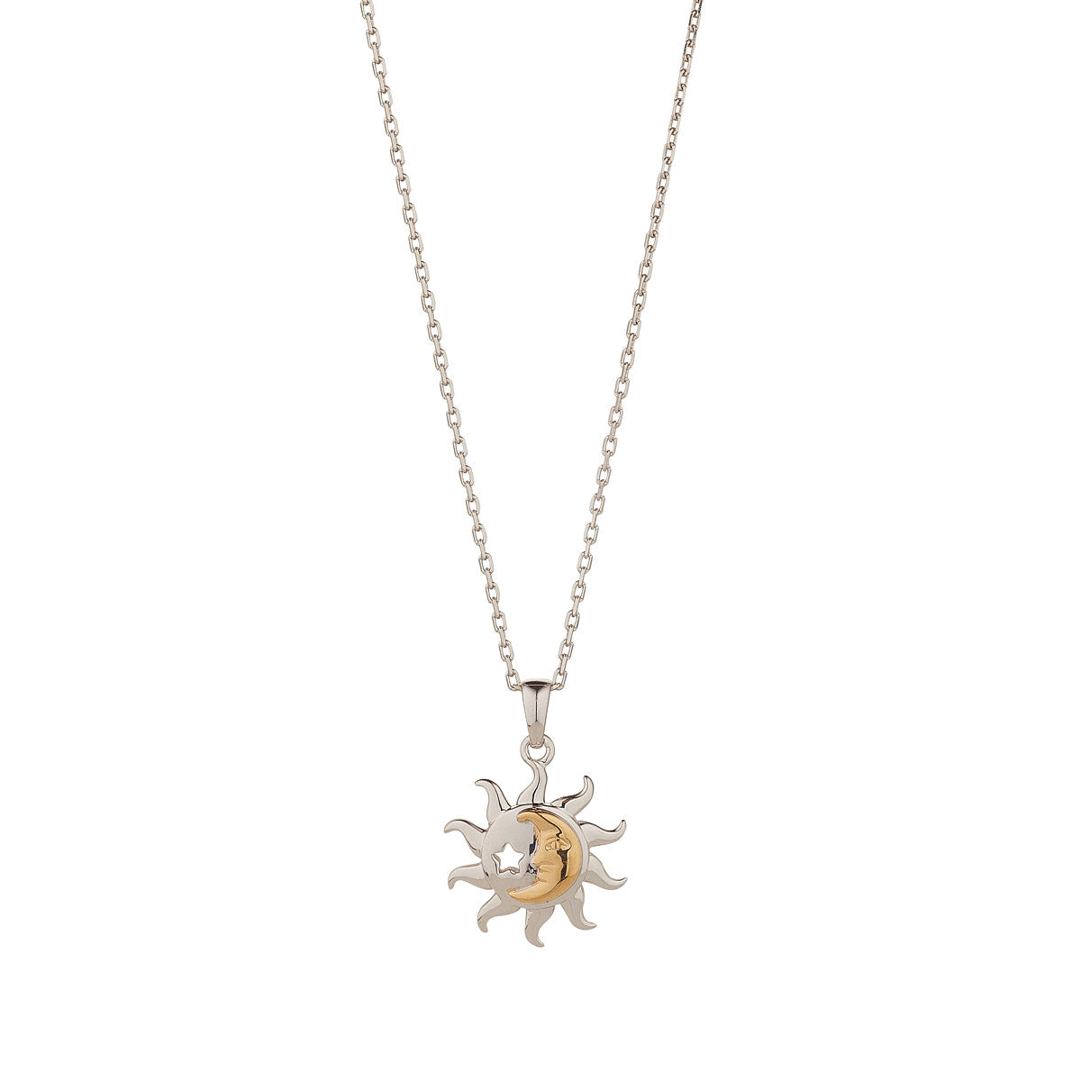Sterling Silver And Gold Plated Sun And Moon Pendant