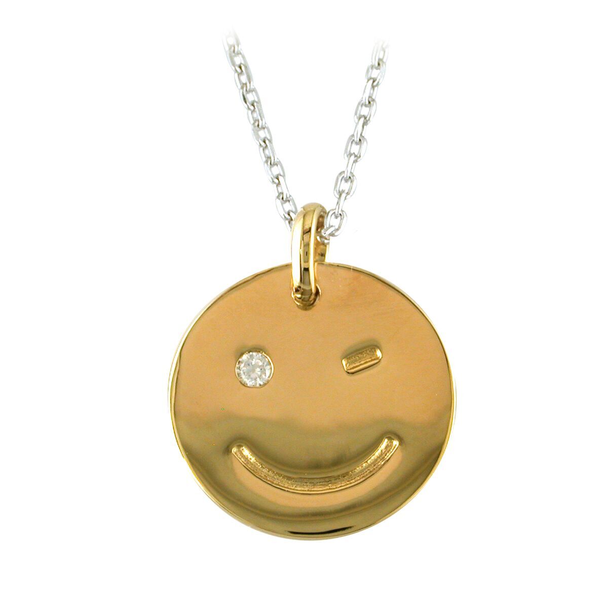 Sterling Silver Smiley Face Pendant In Gold