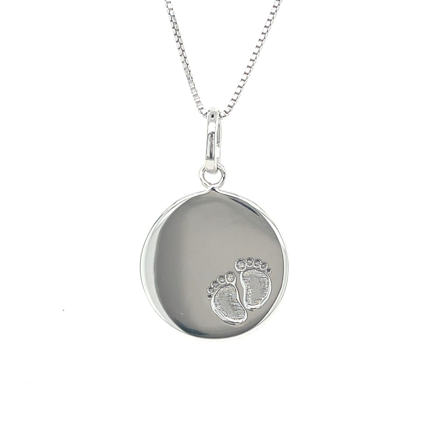Sterling Silver Baby Feet Disc