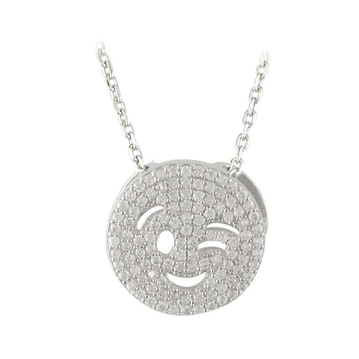 Sterling Silver Emoji Wink Pendant