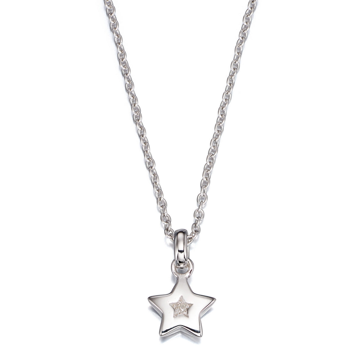 Sterling Silver Childs Cubic Zirconia Star Pendant
