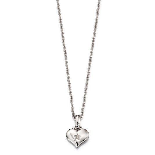 Sterling Silver Childs Cubic Zirconia Heart 'Bella' Pendant