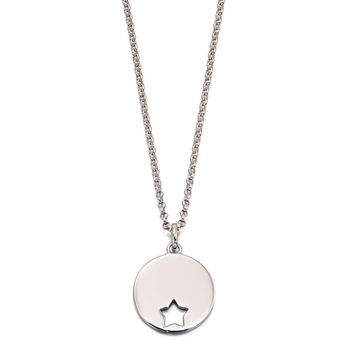 Sterling Silver Disc With Cut Out Star 'Gia' Pendant