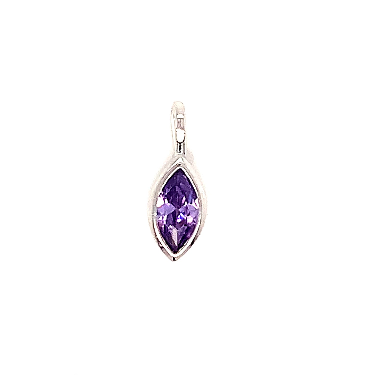 Sterling Silver February Cz Amethyst Birthstone Charm