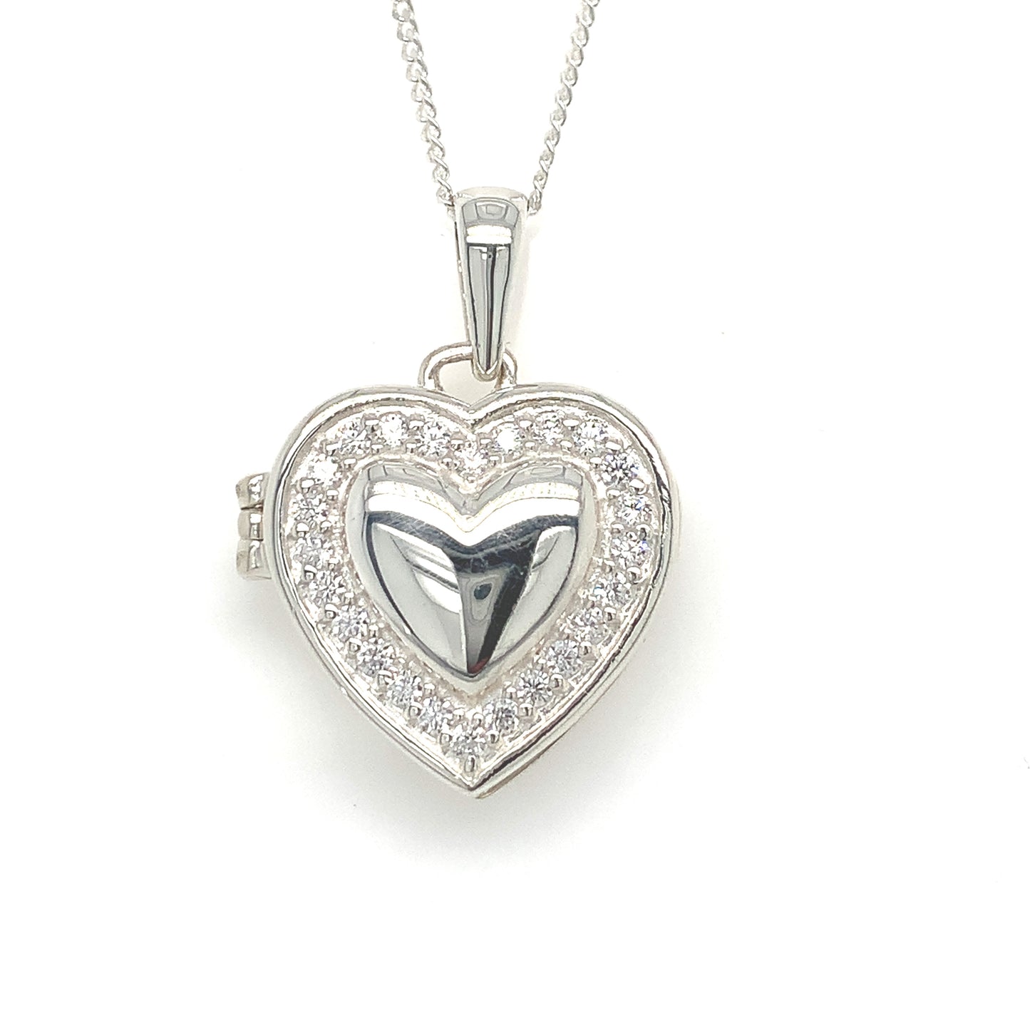 Sterling Silver And Cubic Zirconia Heart Locket