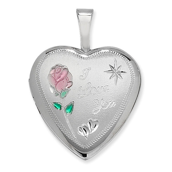 Sil Locket I Love U Rose