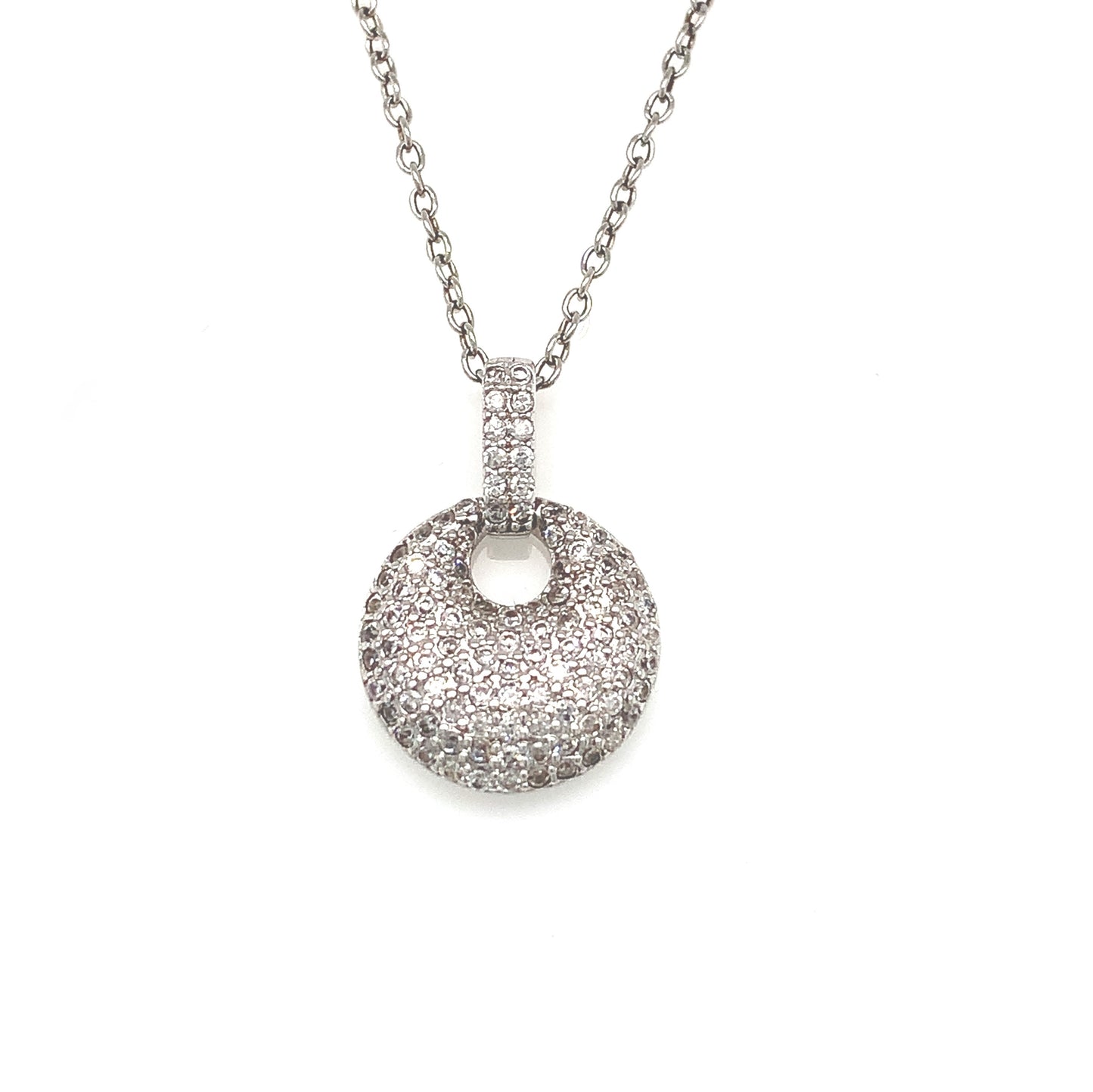 Sterling Silver Cubic Zirconia Round Pendant