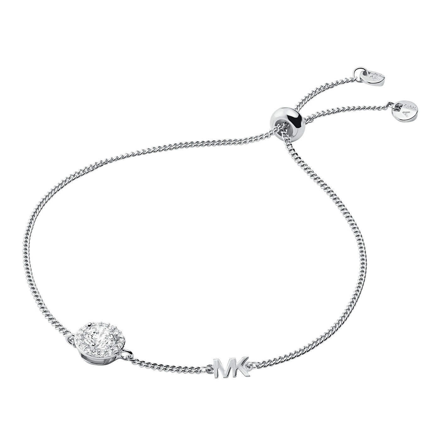 Sterling Silver Cubic Zirconia Mk Logo Kors Bracelet
