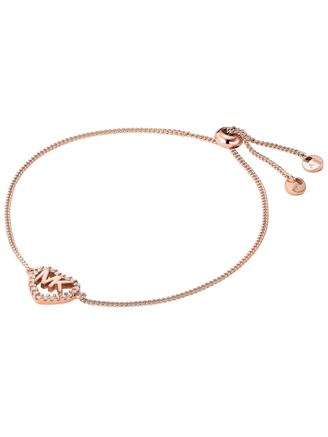 Silver Rose Plated Cubic Zirconia Mk Heart Kors Bracelet
