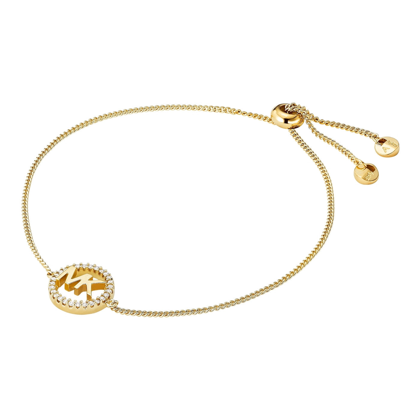 Silver Gold Plate Cubic Zirconia Mk Logo Kors Bracelet