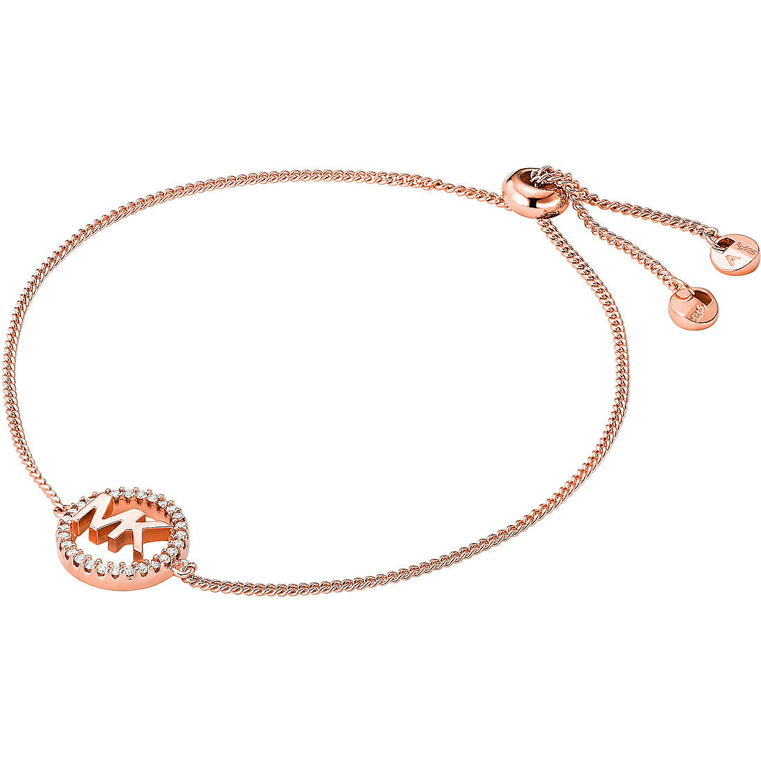 Silver Rose Plated Cubic Zirconia Mk Logo Kors Bracelet