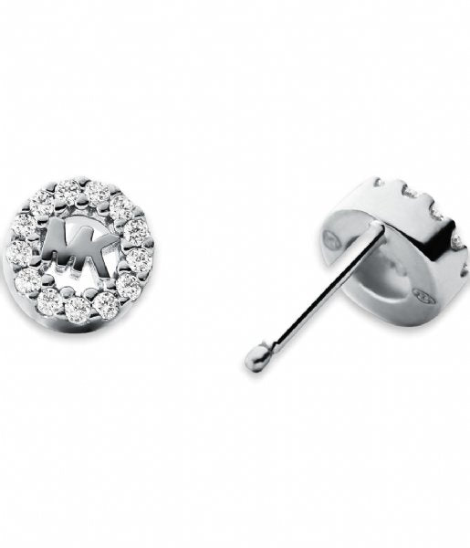 Sterling Silver Cubic Zirconia Mk Logo Michael Kors Earrings