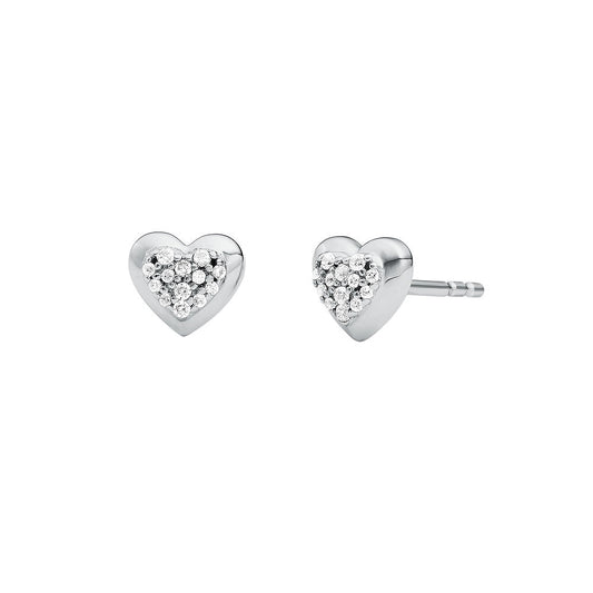 Silver Cubic Zirconia Heart Michael Kors Earrings