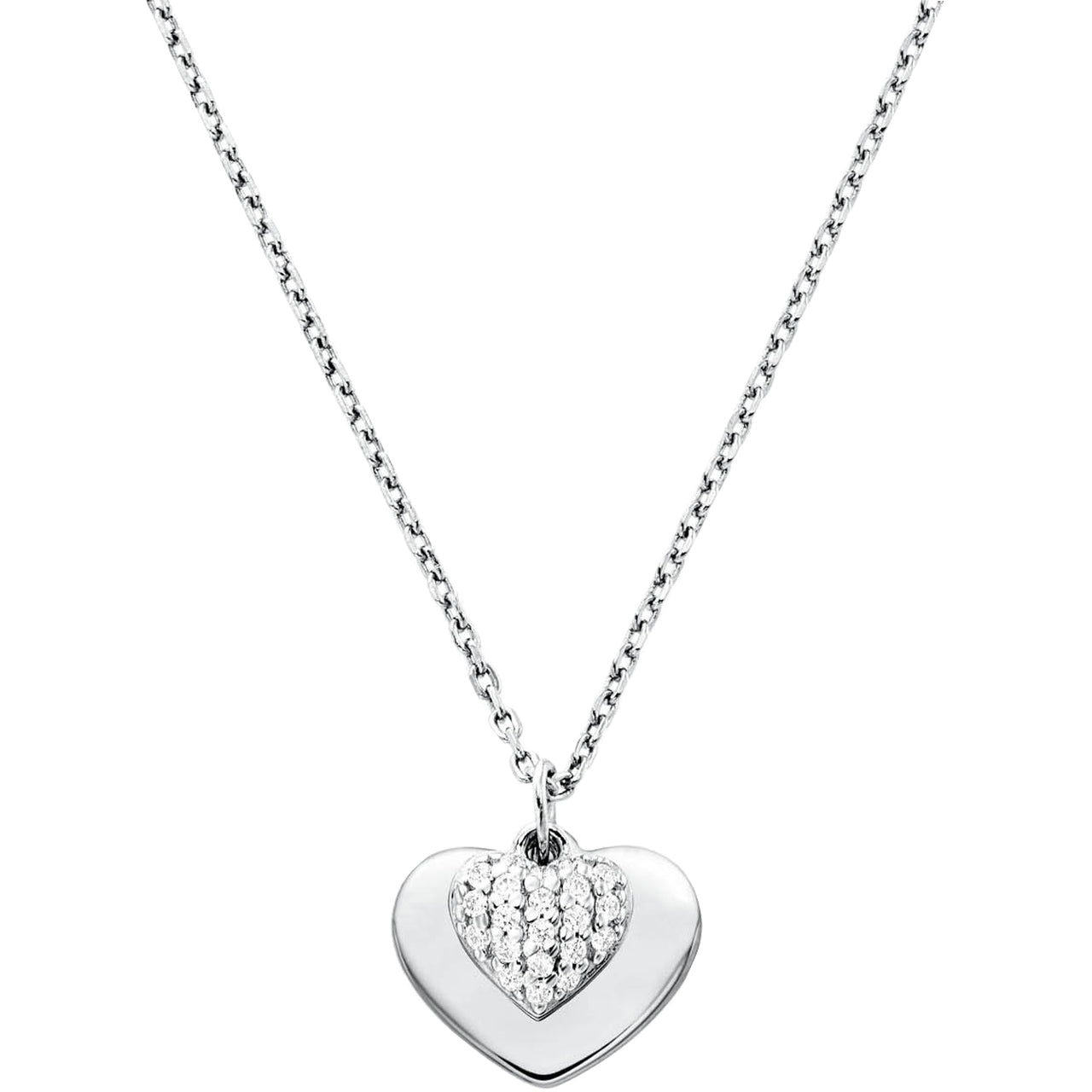 Sterling Silver Cubic Zirconia /Plain Heart Kors Pendant