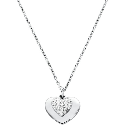 Sterling Silver Cubic Zirconia /Plain Heart Kors Pendant