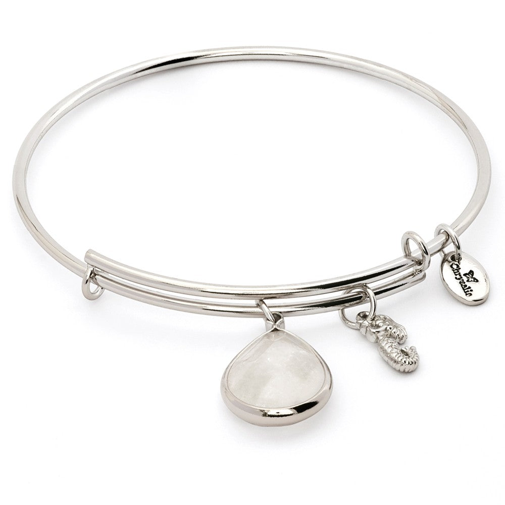 Diamond Crystal April Chrysalis Bangle In Silver