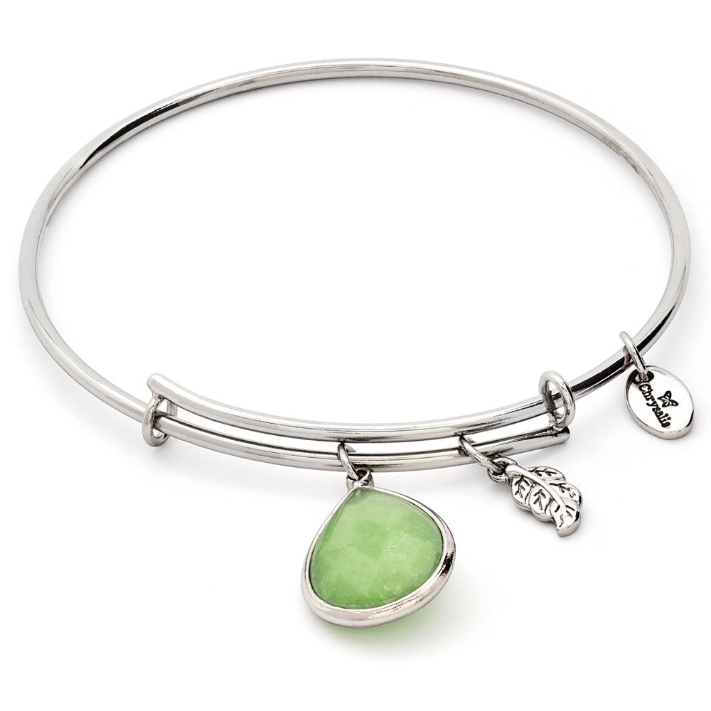 Peridot Jade August Chrysalis Bangle In Silver