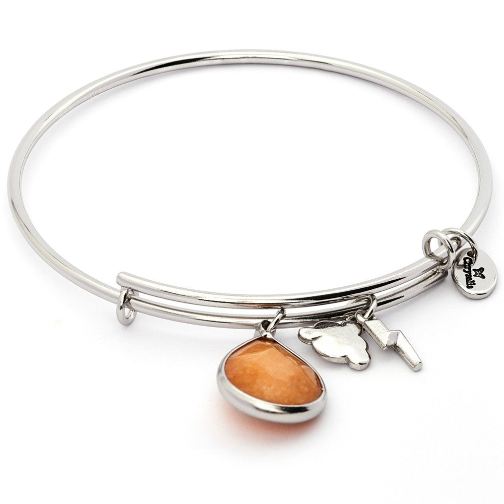 Citrine Jade November Chrysalis Bangle In Silver