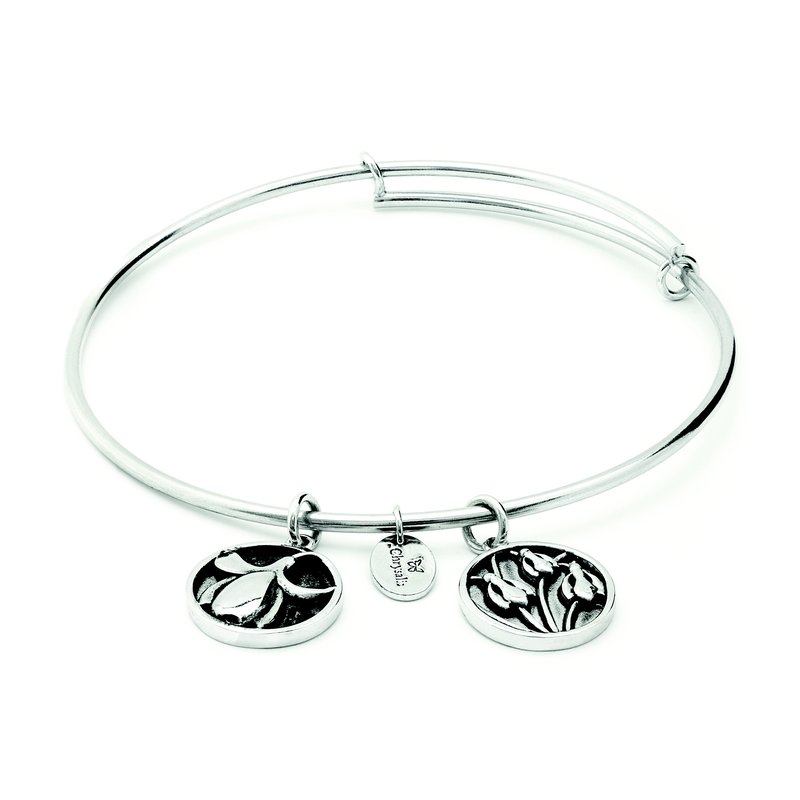 January Snowdrop Chrysalis Bangle In Silver