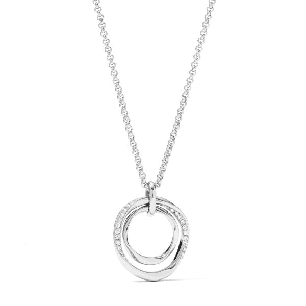 Fossil Open Cubic Zirconia Circle Necklet In Silver